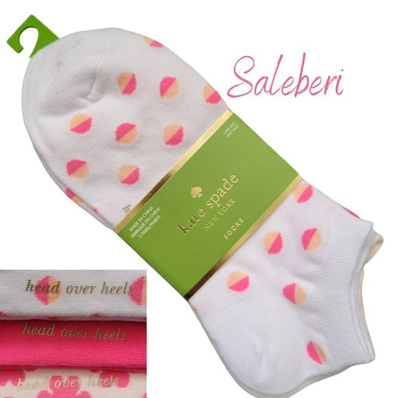 kate spade Accessories - NWT KATE SPADE No-Show Ankle Socks 3 Pair Funky Spring Peach Pink Floral…